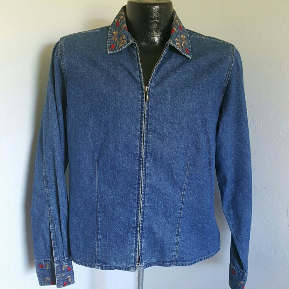 Vintage Woolrich Embroidered Denim Jacket Women’s M Floral